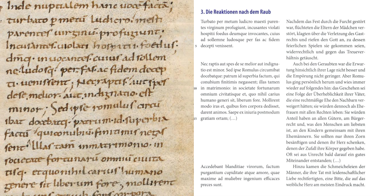 Laur. Plut. 63.19, 4v (XI c.) and p. 15 from W. Brendel, Livius Ab urbe condita (classica. Kompetenzorientierte lateinische Lektüre)