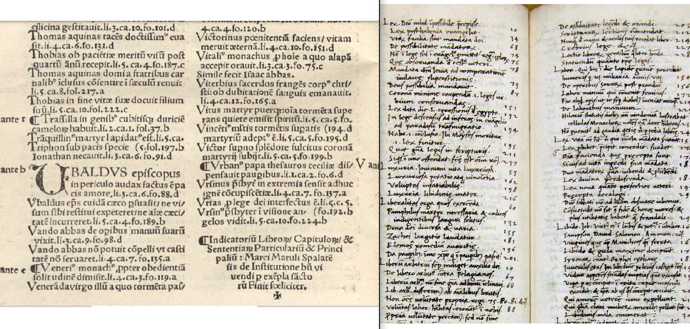 Left: Marulić, De institutione, Basel 1513 – Right: Marulić, Rep. f. 214-215
