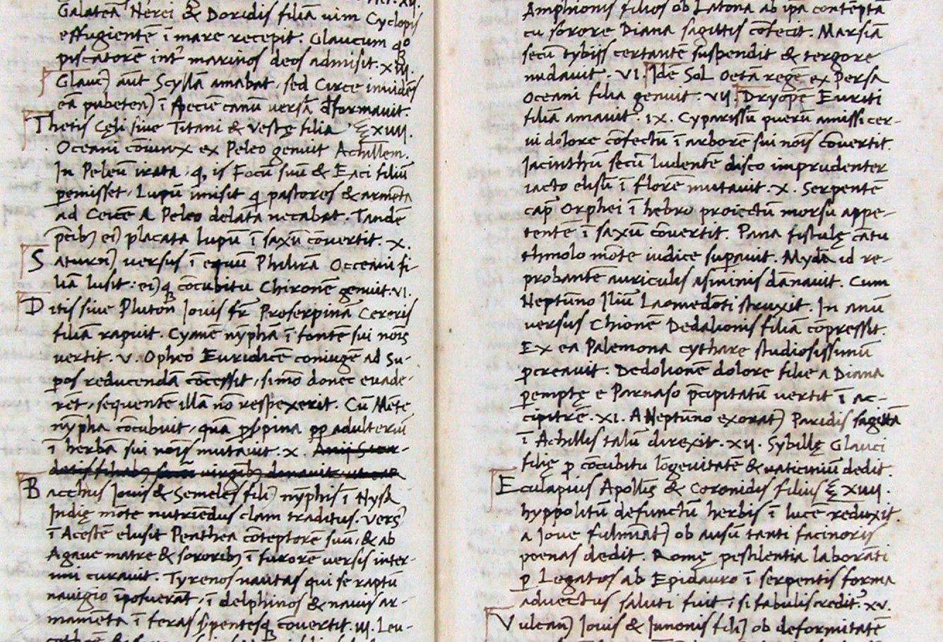 Repertorium on pagan gods, f. 92v-93r, detail
