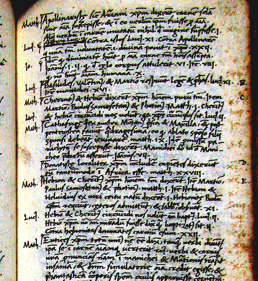 Repertorium on heretics, f. 117r, detail